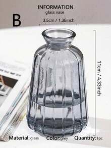 Creative Mini Hydroponic Glass Flower Vase For Green Plants And Fresh Flowers Table Decoration - Grey - View 13