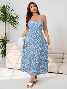 Solflare Women's Plus Size Set Sheer Summer Protection Top And Spaghetti Strap Floral Dress Wedding Guest All White Blue And White Boho Casual Formal - Multicolor - View 4