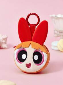 THE POWERPUFF GIRLS X SHEIN 1個可愛卡通零錢包，立體造型，可收納硬幣、卡片、鑰匙及其他用品，可掛在包包上 - 紅色 - 查看 3