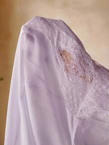 MOTF PREMIUM LACE PATCHWORK LONG NIGHTGOWN SPRING SUMMER - Violet Purple - View 7