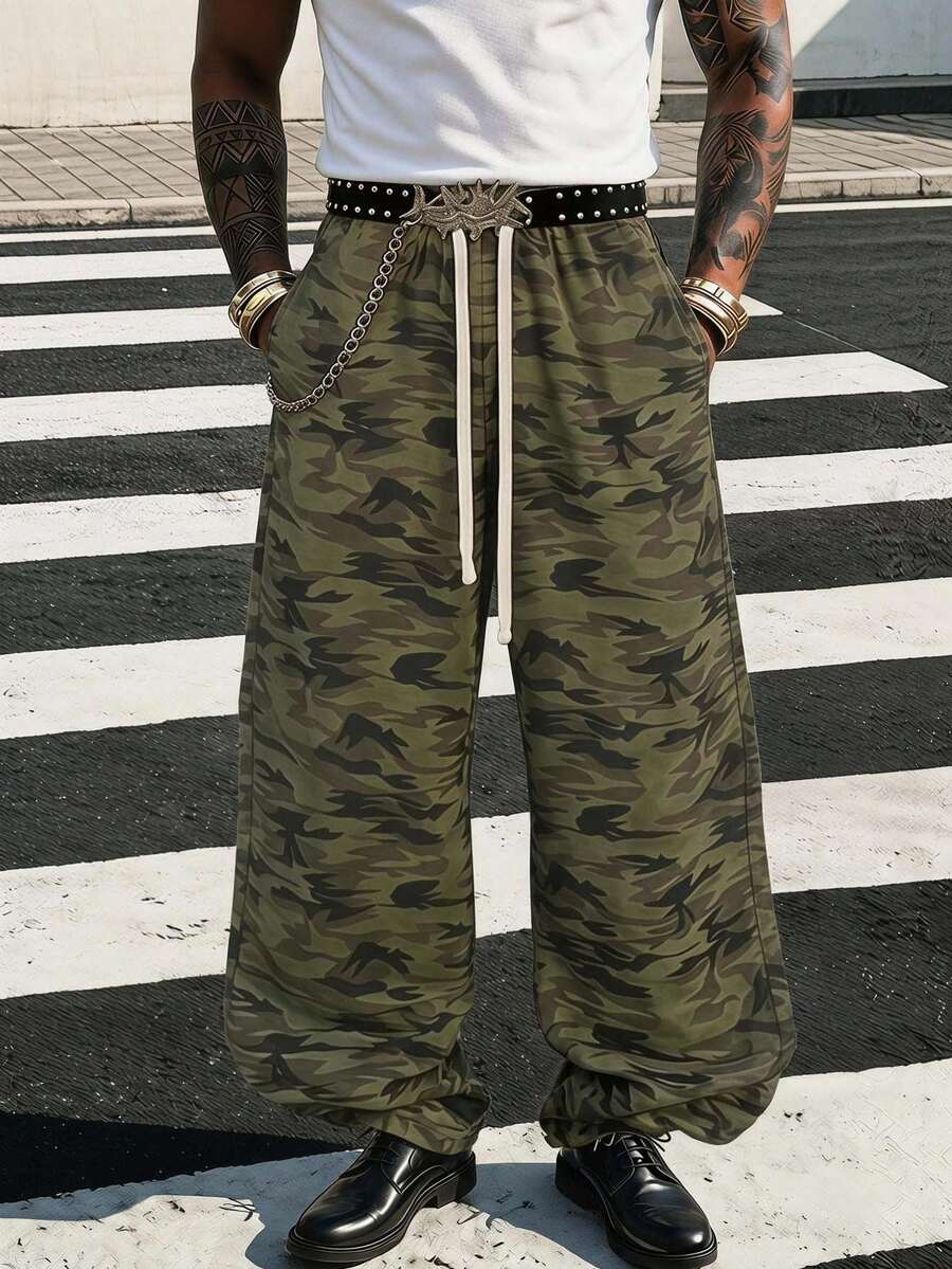 AXEPEAK Men's Camouflage Print Casual Loose Sweatpants, Pocket, Sports, Streetwear - Multicolor - View 1