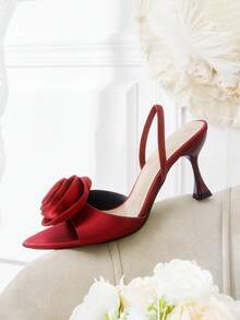 CUCCOO HITCHD Summer New Burgundy Pointed Stiletto Flower Sexy Fashion Temperament High Sense Women's High Heel Sandals - Burgundy - View 2
