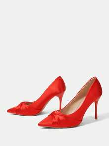 CUCCOO HITCHD Women's Fashion Red Pointed High Heels, Suitable For Banquets, Commuting, Dating, Christmas Parties And Other Occasions, Showing Elegance. Wedding Sho - Red - View 3