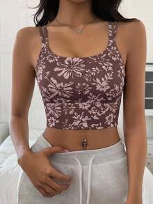 DAZY Light Shaping Solid Color Minimalist Wearable Sports Bra Women's Tank Top Sports Bra - Coffee - View 6