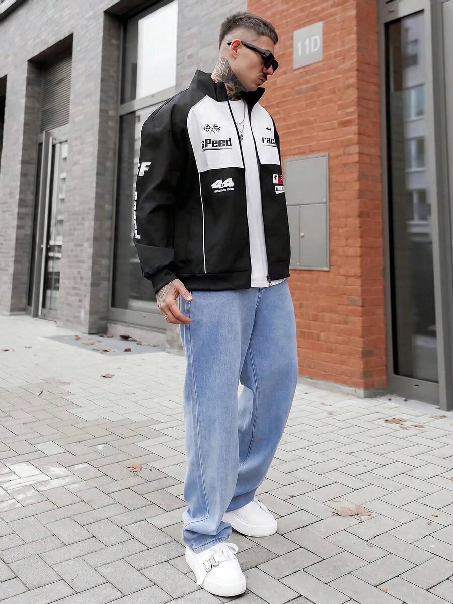 Artur Kramer Jaket Windbreaker Outdoor Kasual Lengan Panjang Pria Motif Blok Warna dengan Cetakan Huruf, Musim Gugur, Untuk Musim Gugur - MultiWarna - View 1