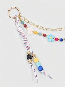 ROMWE Kawaii 1 Piece Spring Summer Dopamine Style Colorful Beaded Bag Keychain Pendant, Woven Rope Bag Charm, DIY Hanging Ornament - Color 7 - View 6