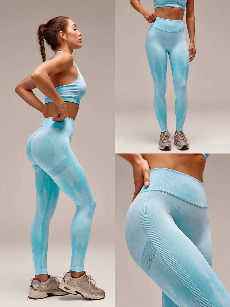 24" Ultrafine Soft Seamless Coast To Coast High-Rise Scrunch Bum Tie-Dye Leggings Training Running Gym Workout Daily Active Wear