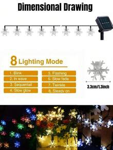 1 Set Solar Snowflake String Lights, 8 Lighting Modes, Waterproof Outdoor Fairy Lights, 20/50/100 LED Beads, Suitable For Outdoor Garden, Patio, Camping, Party, Wedding, Christmas Tree, Christmas Decor (Warm White/White/Color) - White - View 10