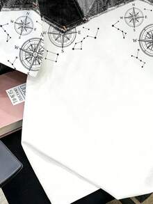 Manfinity Joysei Men's Patterned Casual Crew Neck Short Sleeve T-Shirt - Black and White - View 4