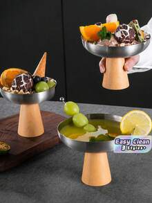 Cangkir Es Krim, Cangkir Puding, Mangkuk Salad dan Makanan Penutup Bertangkai dari Baja Tahan Karat, Gaya Mewah Ringan dan Kreatif - MultiWarna - View 1