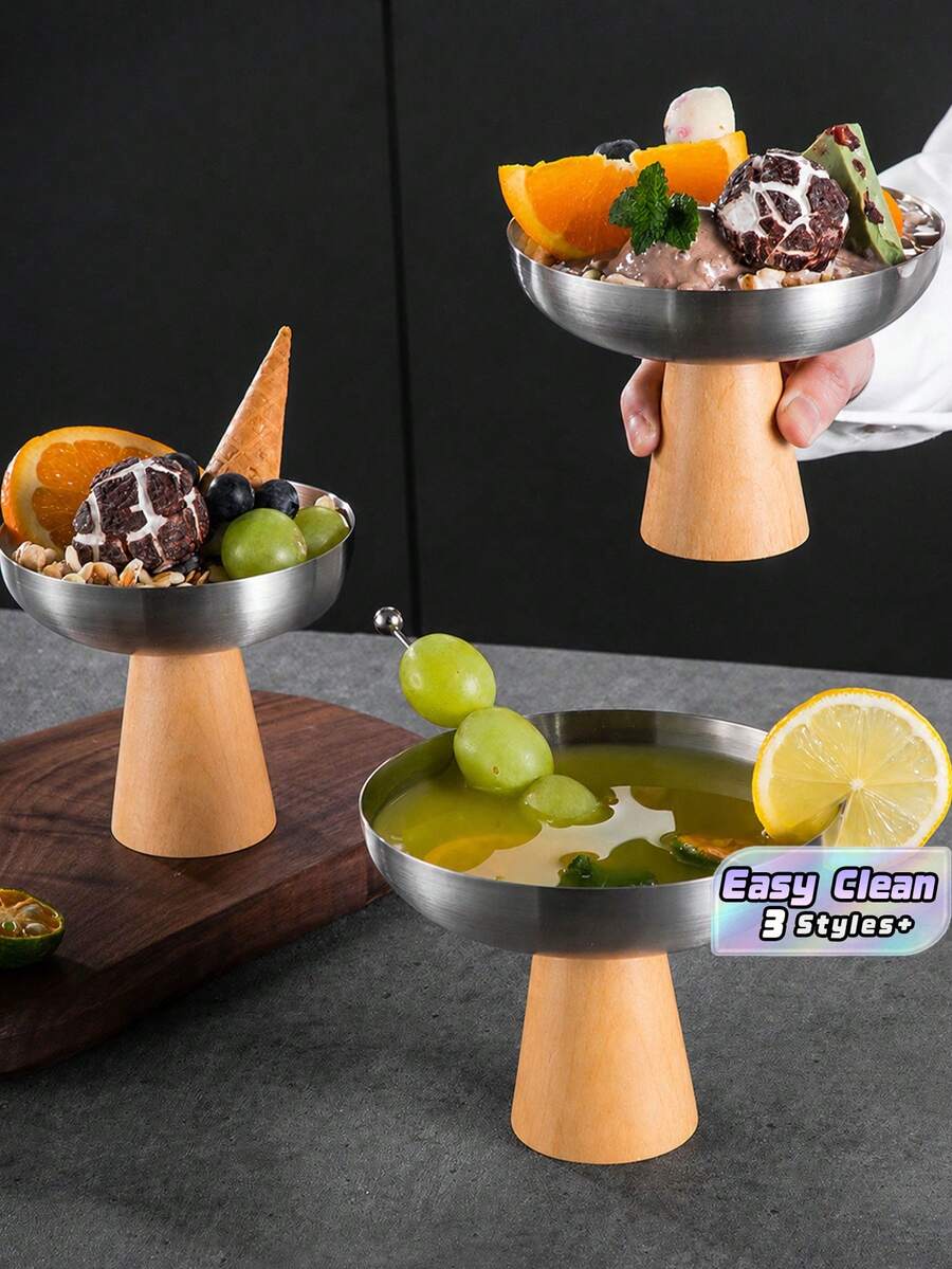 Cangkir Es Krim, Cangkir Puding, Mangkuk Salad dan Makanan Penutup Bertangkai dari Baja Tahan Karat, Gaya Mewah Ringan dan Kreatif - MultiWarna - View 1