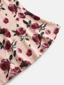 lacRébo Fitted Floral Knit Midi Dress, Ruched Bust Design, Fashionable Summer Vacation Casual Style - Multicolor - View 9