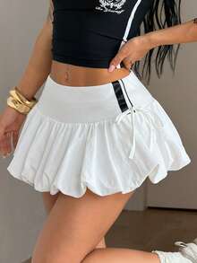 Coolane Jupe mini bulle blanche mignonne et confortable pour femme, tenue de sport streetwear d'été pour sortir, jupe de tennis - Blanc - Voir 6