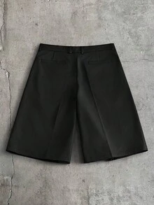 SIGLOCORE Pantalones cortos casuales versátiles con bolsillo de unicolor para hombres - Negro - Ver 5