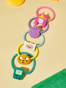 ADVENTURE TIME X SHEIN 10入組可愛卡通糖果色髮圈，女性髮繩，彈性不傷髮橡皮筋，綁髮馬尾造型，綠色、粉色、黃色、白色、紫色 - 彩色 - 查看 6