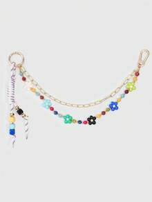 ROMWE Kawaii 1 Piece Spring Summer Dopamine Style Colorful Beaded Bag Keychain Pendant, Woven Rope Bag Charm, DIY Hanging Ornament - Color 7 - View 3