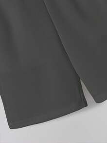 SHEIN Tween Boy Casual Comfortable Patchwork Solid Color Knee Length Slant Pocket Shorts - Dark Grey - View 5