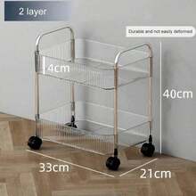 1PC 2/3/4 Tier Acrylic Rolling Storage Cart, Lightweight Luxury Utility Cart, Movable Shelving Unit For Home Use, Suitable For Toys, Bathroom, Living Room, Kitchen, Bedroom, Multipurpose Storage Rack With Wheels - Multicolor - View 13