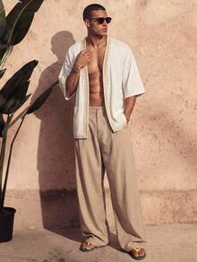 Ocevento Chemise décontractée de vacances pour hommes avec imprimé géométrique - Multicolore - Voir 4