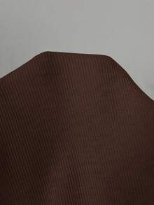 COSMINA Women's Ribbed Knit Cropped Round Neck Fitted T-Shirt - Brown - View 6