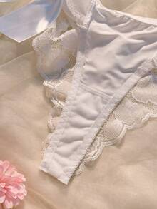 Crystal Vow Women's Lace Patchwork Thong - White - View 6
