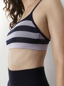 Aralina Leisurewear Active Women's Seamless Ribbed Wide Stripe Crop Gym Workout Pilates Yoga Top - Multicolor - View 4