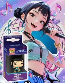 Funko 1个黑色双马尾卡通表演者乙烯基人偶钥匙扣，10.2厘米口袋大小吊坠，带金属环和扣环，盒装收藏品，可作为钱包、钥匙或架子展示配件 - 彩色 - 查看 3