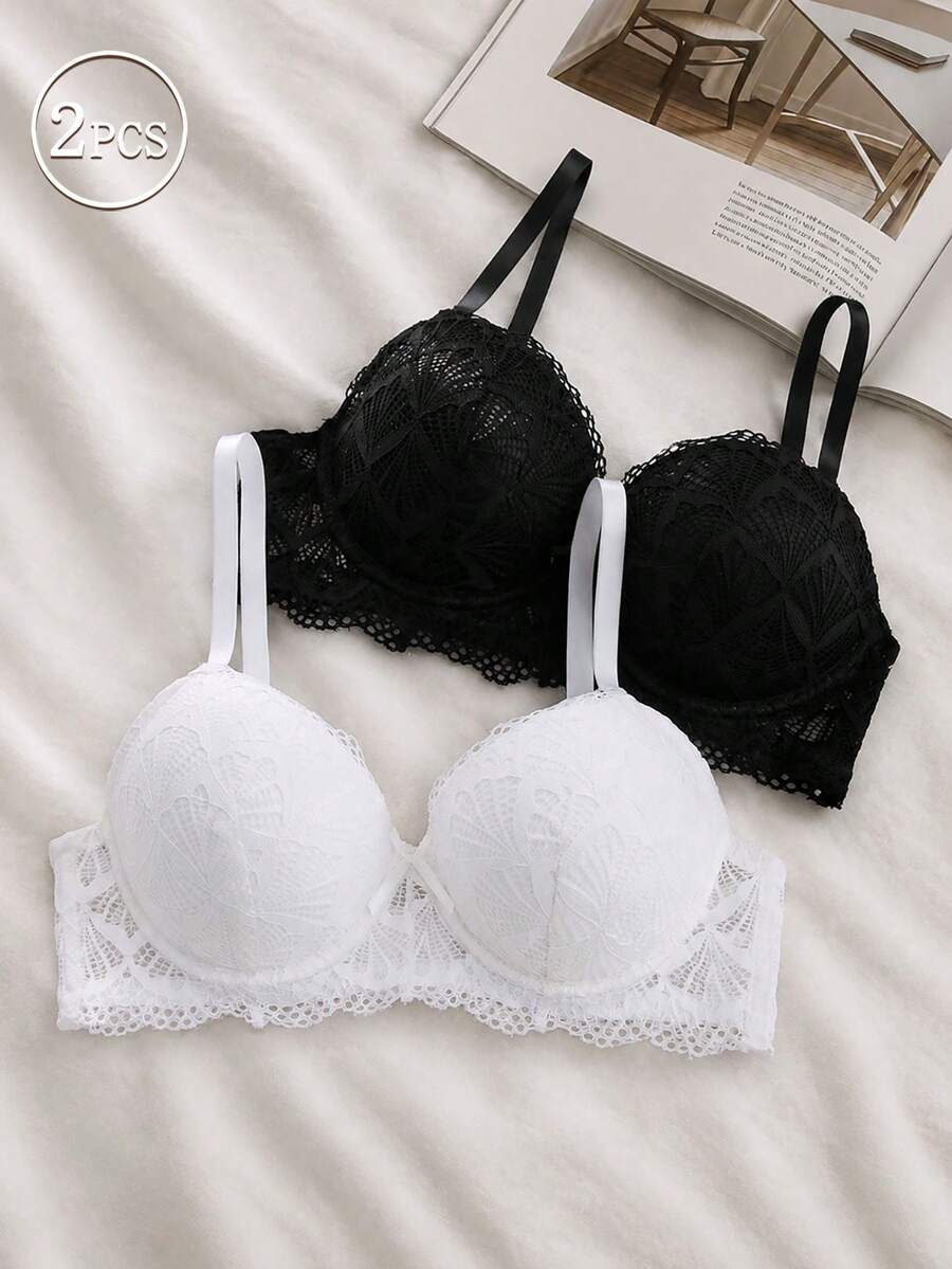 DesireSculpt 2件組女款蕾絲鋼圈內衣 - 彩色 - 查看 1