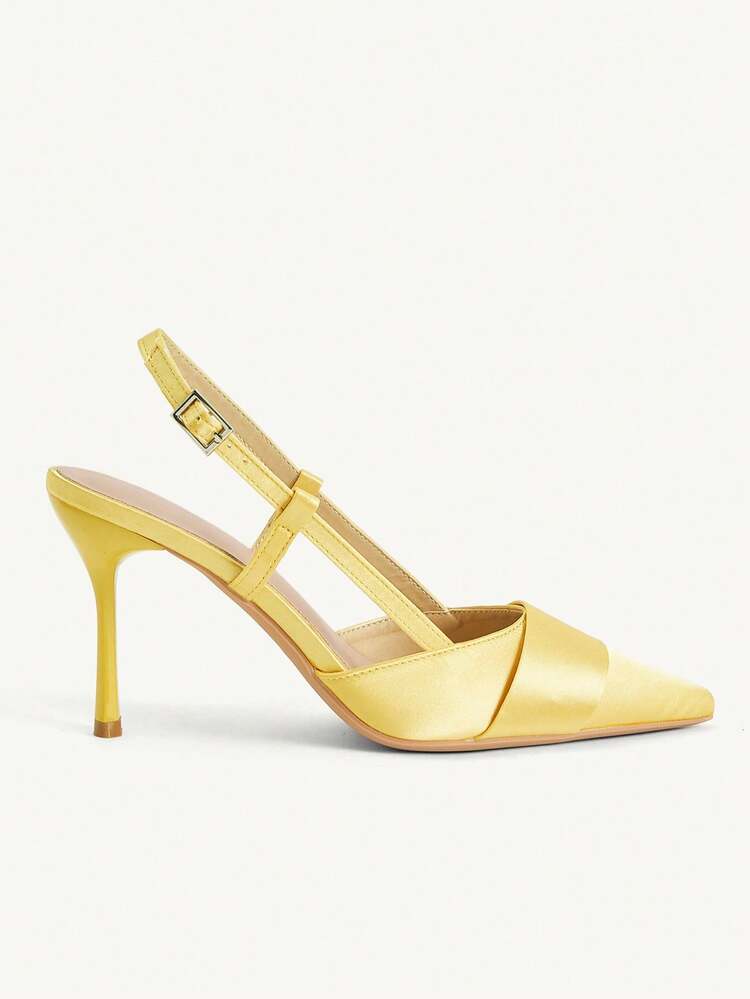 CUCCOO CHICEST Giày cao gót nữ mũi nhọn gót nhọn thanh lịch tối giản màu trơn cao cấp xỏ chân giày pump thanh lịch giày cưới giày mùa hè giày cô dâu - Màu vàng - Xem 3
