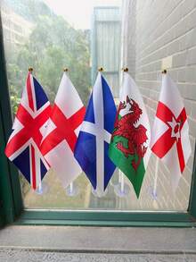 5/15Set UK England Scotland Wales Northern Ireland Colorful Hand Held Flags With 5 Poles 2 Cross Hole Transparent PVC Suction Cups Polyester Fabric For Party Festival Celebration World Cup Euro Outdoor Decoration - A - View 3
