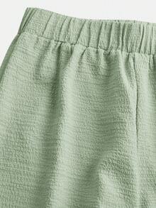 SHEIN Ensemble 2 pièces débardeur à col licou ample + pantalon long pour adolescentes, décontracté, à la mode, polyvalent, fête, streetwear, séance photo entre sœurs, sortie au parc, camping, vacances, décontracté quotidien - Vert - Voir 4