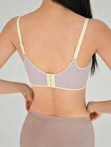 DAZY Women's Colorblock Adjustable Strap Minimalist Bra - Purple - View 2