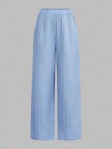 SHEIN Girlism Ensemble 2 pièces Top et Pantalon à manches longues avec patchwork de couleur unie pour adolescentes, adapté au printemps et à l'automne, décontracté et élégant, hiver, automne - Bleu ciel - Voir 8