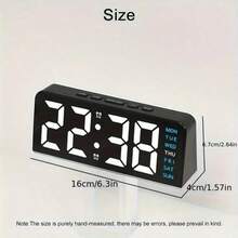 1PC Innovative LED Large Digit Clock, Date Display Desk Clock With Ambient Light, Multifunctional Digital Alarm Clock, Home Decor, Great Gift For Holidays. School Decor, Surprise Gift, Dorm Decor, Back To School Room Decor, Study Supplies. - multicolor - View 2