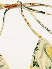 Sweetra Bohemian Style Printed Beach Spaghetti Strap Dress - Yellow - View 4