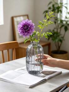 Creative Mini Hydroponic Glass Flower Vase For Green Plants And Fresh Flowers Table Decoration - Grey - View 10