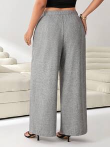 Solflare Red Casual Plus Size Women's Pocket Wide Leg Loose Pants Bussines Vacation Summer - Grey - View 5