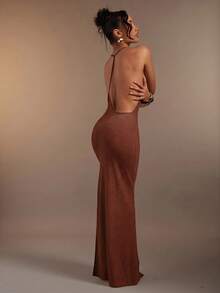 Hauture Women's Diagonal Rib Maxi Dress - Brown - View 6