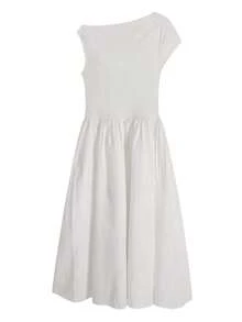 INAWLY White Lace Dress, Elegant French Style, Slimming, High-End Summer Dress For Women - White - View 2