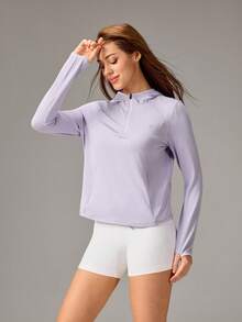 OutZeal Women Sports Sweatshirts Hiking Camping Quick-Dry Hood Active Tops - Mauve Purple - View 8