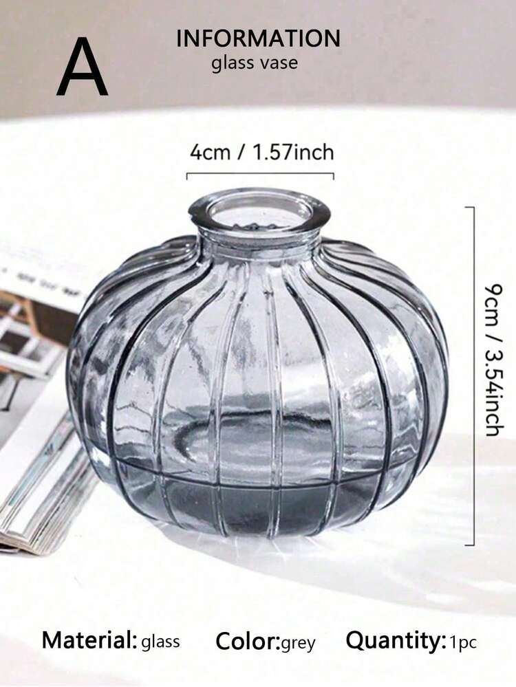 Creative Mini Hydroponic Glass Flower Vase For Green Plants And Fresh Flowers Table Decoration - Grey - View 14