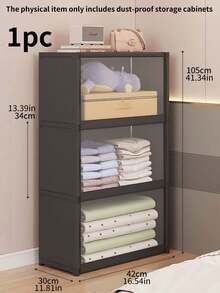1pc Covered Dustproof Storage Cabinet, Wardrobe, Bookcase, Shelving Unit. Space-Saving, Sturdy & Stylish, Easy To Assemble & Disassemble, Portable. Suitable For Living Room, Bedroom, Entryway, Office, Home. Multi-Layer Storage. Holiday Gift, Present. Available In Black And White. Multi-Size Portable Covered Wardrobe Organizer Rack, Dustproof Clothing Organizer, Bedroom Multi-Layer Storage Rack - Multicolor - View 11