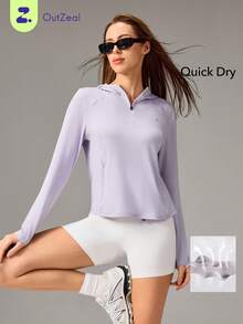 OutZeal Women Sports Sweatshirts Hiking Camping Quick-Dry Hood Active Tops - Mauve Purple - View 1