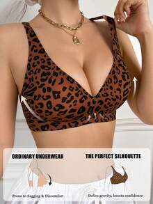 Dream Adore Leopard Print Seamless Push-Up Backless Bra - Multicolor - View 7