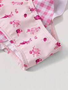 SHEIN MOD Maillot de bain une pièce imprimé à lacets dos nu pour femmes - Rose bonbon - Voir 6