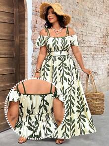 Breezaya Vestido de Verão Casual de Férias com Estampa Floral para Mulheres Plus Size - Verde - Visão 1