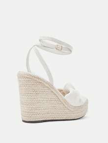 Glitzique Women's Wedge Platform Espadrille Sandals With Back Zipper, Open Toe, Bowknot, High Heeled Roman Sandals, Suitable For Spring, Vacation Outfits, Boho Style,Summer Outfits,Travel Essential - Rice - View 5