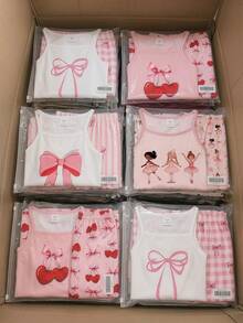 SHEIN 【随机4套，送1套】惊喜盒！！！！30%概率获得2套！！少女针织纯色无袖上衣和印花梭织短裤套装，少女度假休闲夏季穿搭；少女纯色圆领上衣和碎花短裤套装，休闲日常穿搭；少女背心短裤夏季套装，少女度假穿搭；少女碎花短裤套装，少女夏季穿搭；少女夏季短裤套装，青春少女夏季度假穿搭。 - 粉色 - 查看 3