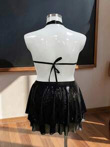 Fantasy Costume Fantasy Costume 大尺碼 COS 角色扮演學生套裝 格紋性感連身褲 + 裙子 2件組 - 彩色 - 查看 2