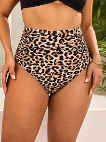 Swim Basics Quần bơi size lớn họa tiết da báo, cạp siêu cao, nhún eo kiểm soát bụng - Nhiều màu - Xem 3